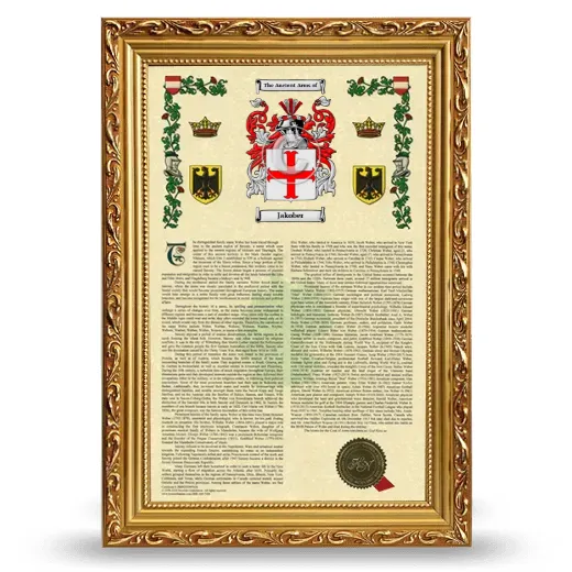 Jakober Armorial History Framed - Gold