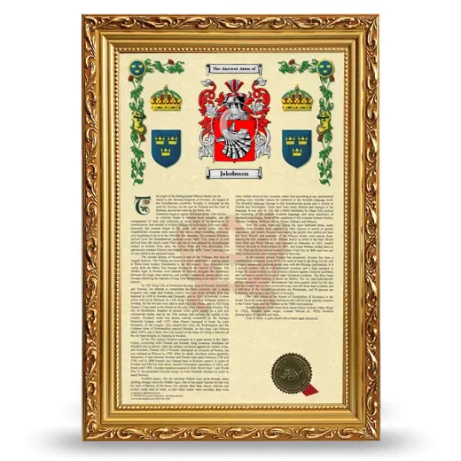 Jakobsson Armorial History Framed - Gold