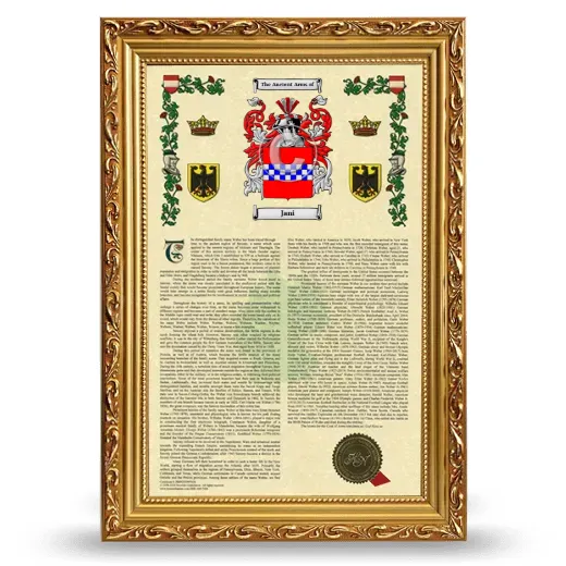 Jani Armorial History Framed - Gold