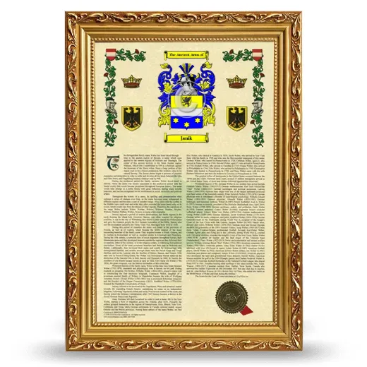 Janik Armorial History Framed - Gold