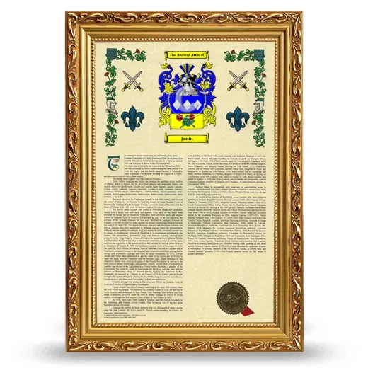 Janin Armorial History Framed - Gold