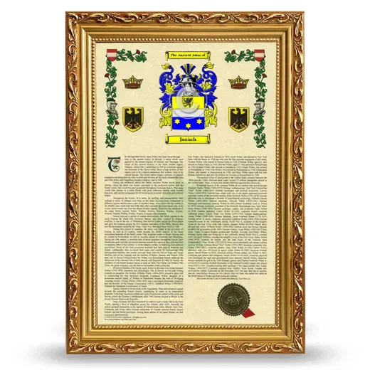 Janisch Armorial History Framed - Gold