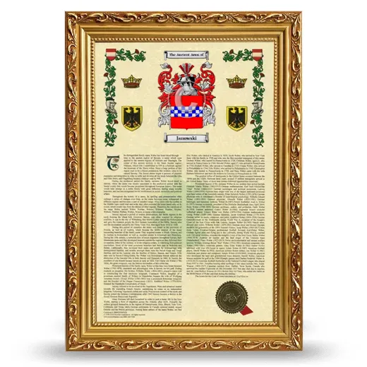 Janowski Armorial History Framed - Gold