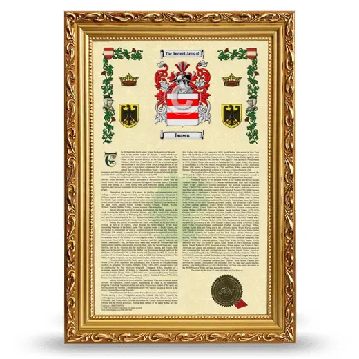 Jansen Armorial History Framed - Gold