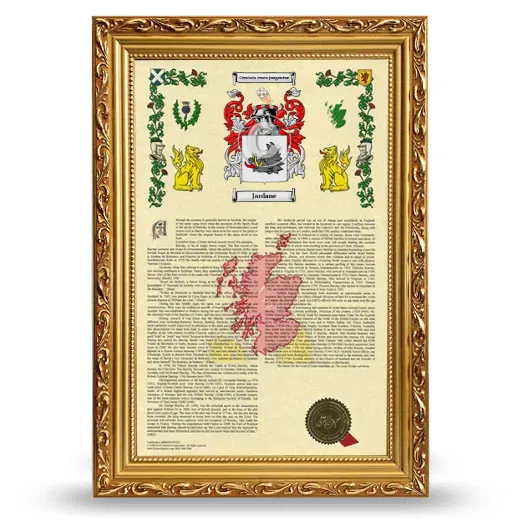 Jardane Armorial History Framed - Gold