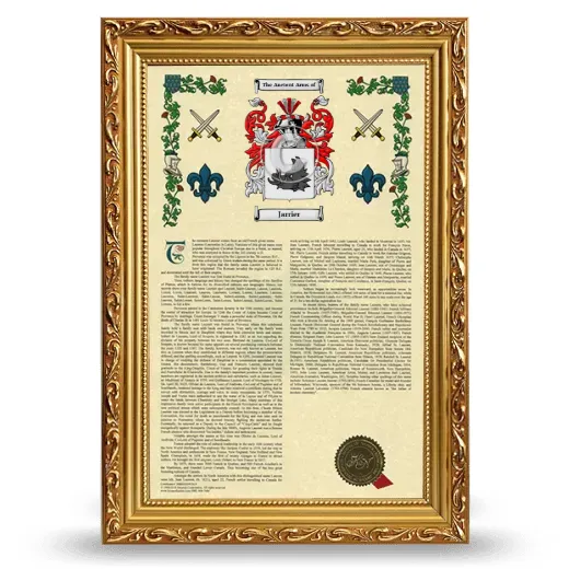 Jarrier Armorial History Framed - Gold