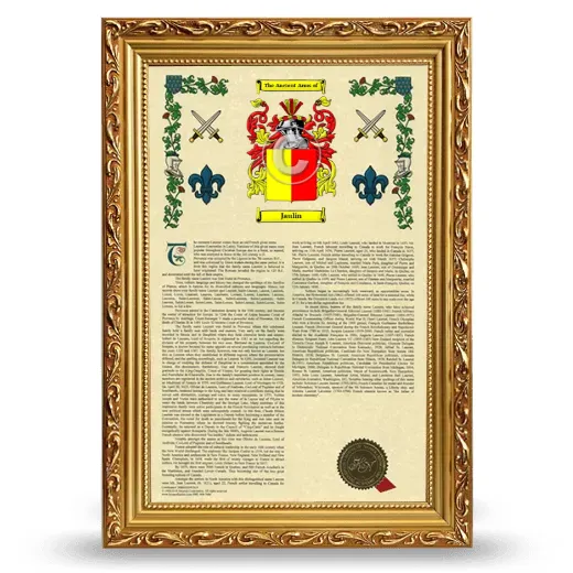 Jaulin Armorial History Framed - Gold