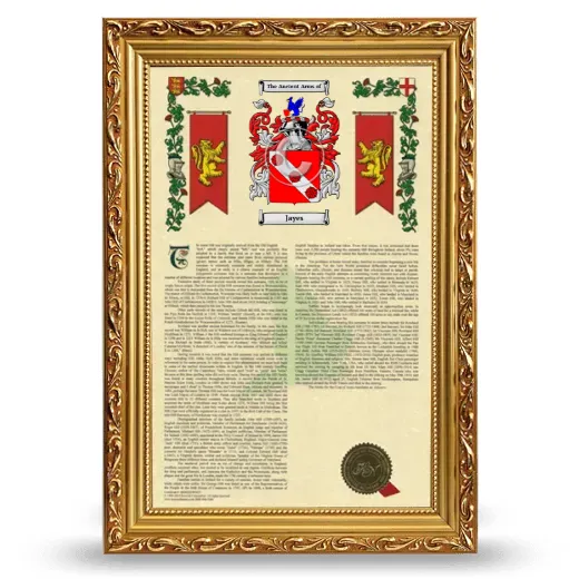 Jayes Armorial History Framed - Gold