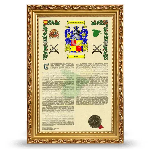 Jean Armorial History Framed - Gold
