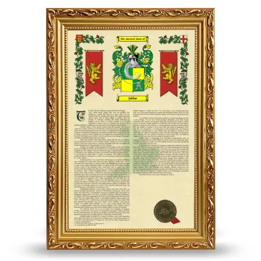 Jebbe Armorial History Framed - Gold