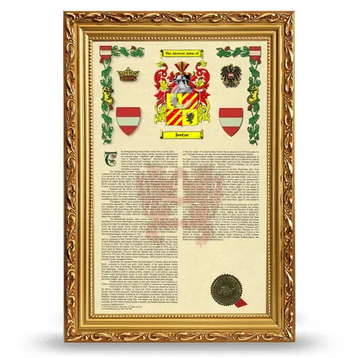 Jeetze Armorial History Framed - Gold