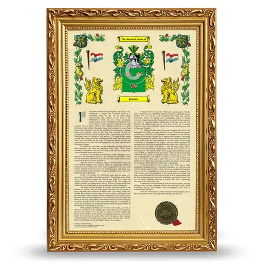 Jeever Armorial History Framed - Gold