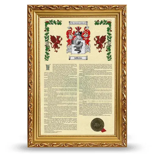 Jefferies Armorial History Framed - Gold