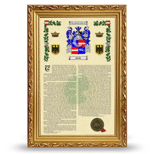 Jenda Armorial History Framed - Gold