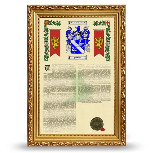 Jenison Armorial History Framed - Gold