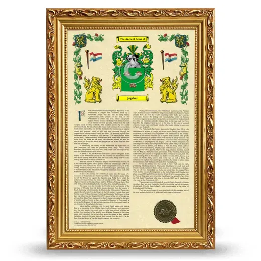 Jepher Armorial History Framed - Gold