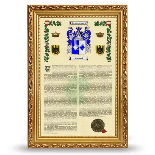 Jesmond Armorial History Framed - Gold
