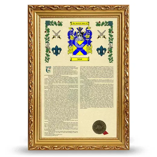 Jetot Armorial History Framed - Gold