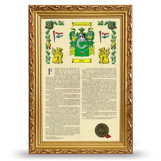 Jever Armorial History Framed - Gold