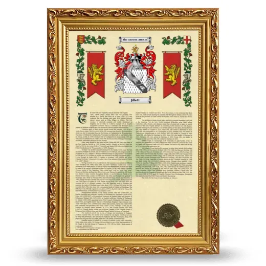 Jillett Armorial History Framed - Gold