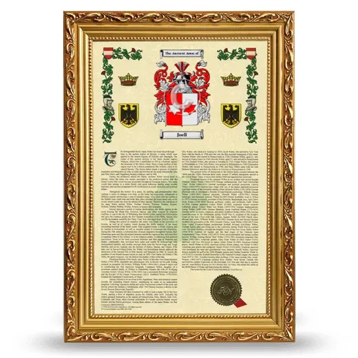 Joell Armorial History Framed - Gold