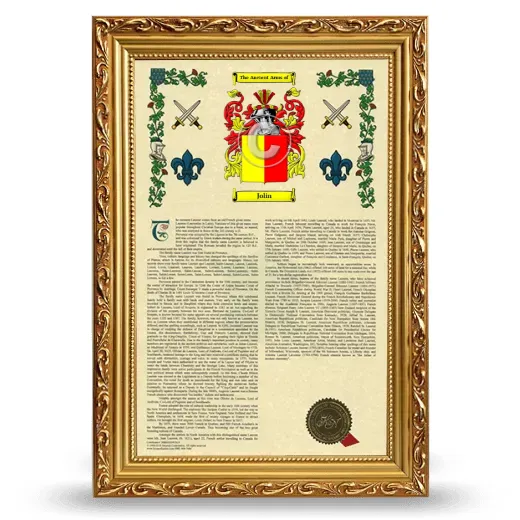 Jolin Armorial History Framed - Gold