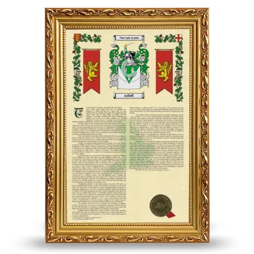Jolleff Armorial History Framed - Gold