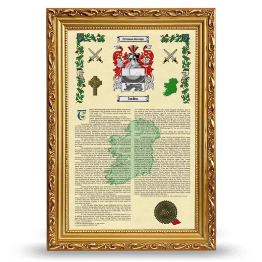 Jorden Armorial History Framed - Gold