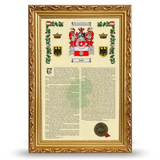 Joste Armorial History Framed - Gold