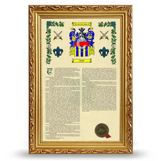 Joyet Armorial History Framed - Gold