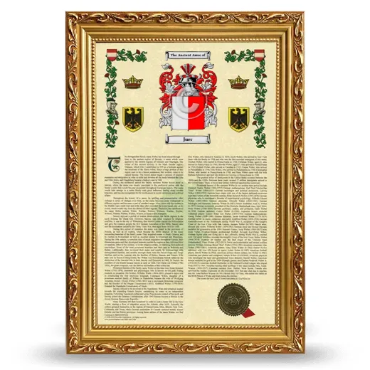 Juer Armorial History Framed - Gold