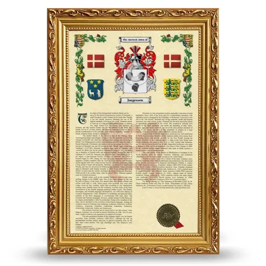 Jurgessen Armorial History Framed - Gold