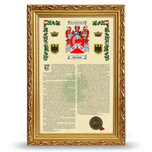 Justmann Armorial History Framed - Gold