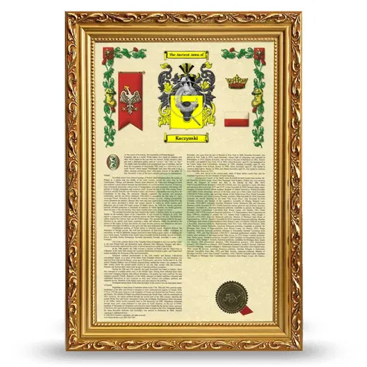 Kaczynski Armorial History Framed - Gold