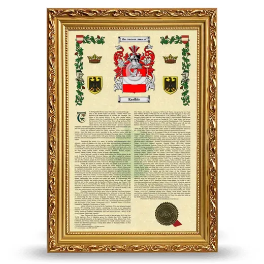 Kaelble Armorial History Framed - Gold