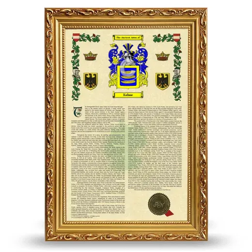 Kahne Armorial History Framed - Gold