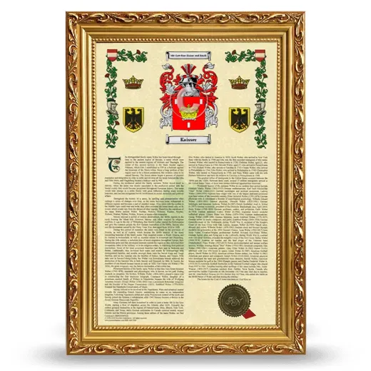 Kaisser Armorial History Framed - Gold