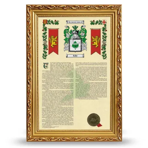 Kake Armorial History Framed - Gold