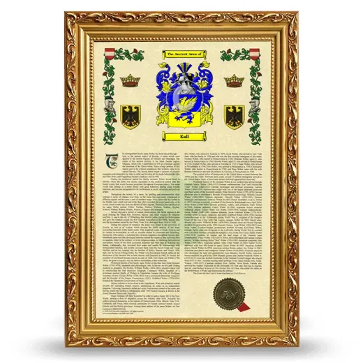 Kall Armorial History Framed - Gold