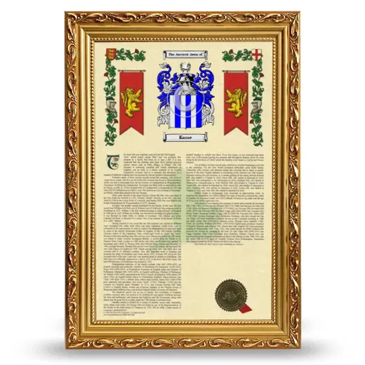 Kame Armorial History Framed - Gold