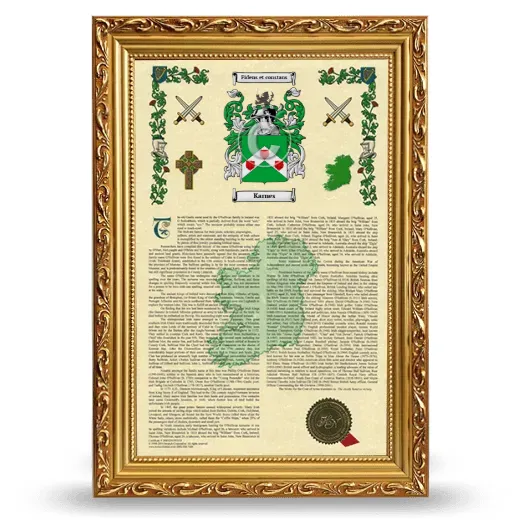 Karnes Armorial History Framed - Gold