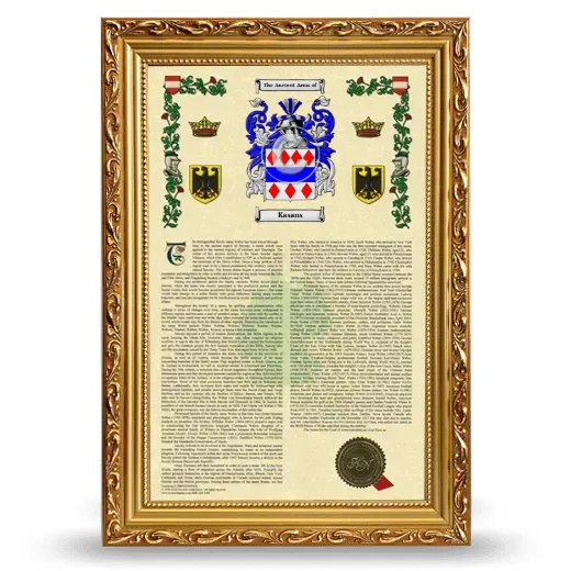 Kasans Armorial History Framed - Gold