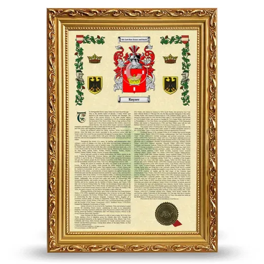 Kayser Armorial History Framed - Gold