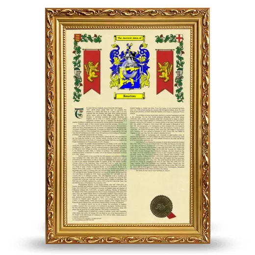 Kearton Armorial History Framed - Gold