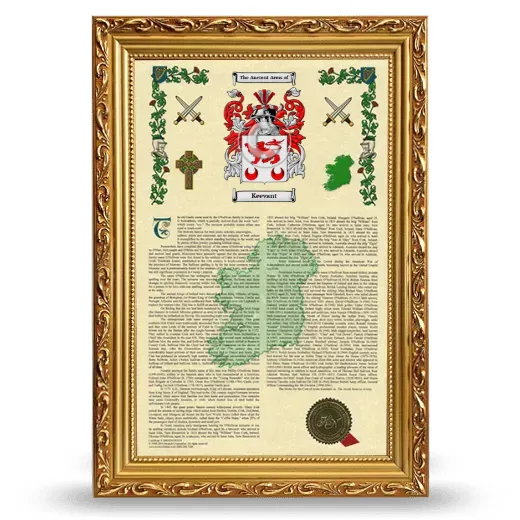 Keevant Armorial History Framed - Gold