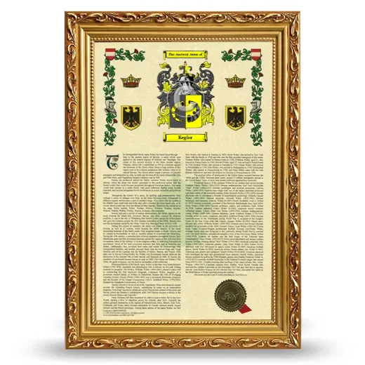 Keglor Armorial History Framed - Gold