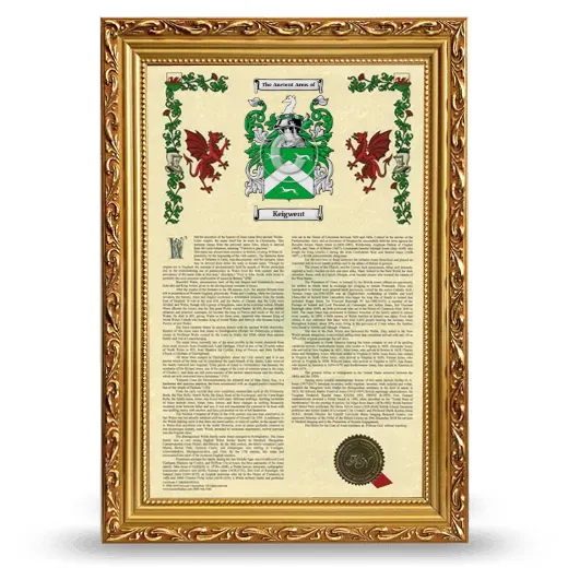 Keigwent Armorial History Framed - Gold