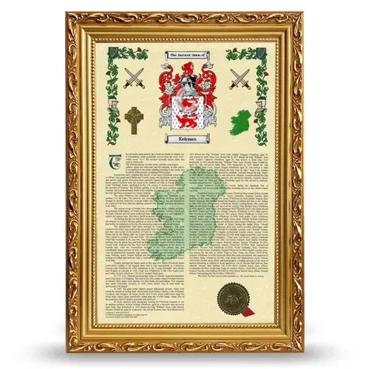 Keirnan Armorial History Framed - Gold