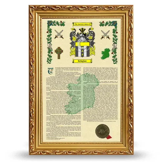 Kelegher Armorial History Framed - Gold