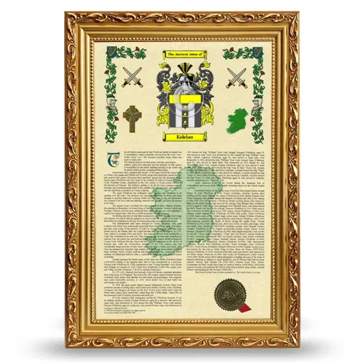 Keleher Armorial History Framed - Gold